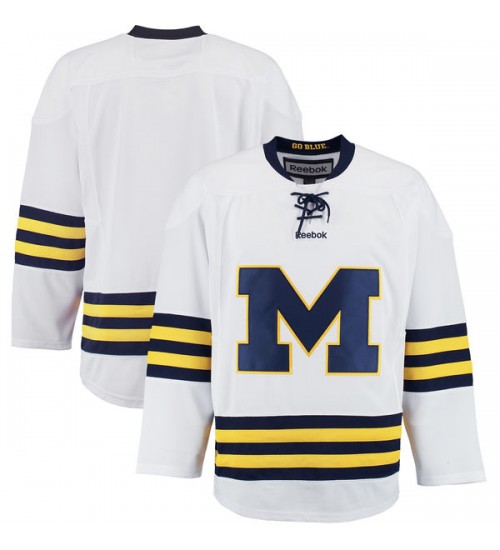 Custom Michigan Wolverines 19 Dylan Larkin Home Hokcey Jersey White